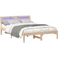 Syfax Cadre de lit avec tête de lit Marron 135 x 190 cm Pin massif