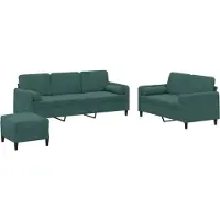 Syfax Ensemble de canapés 3 pcs avec coussins vert foncé velours