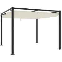 Syfax Tonnelle de jardin avec toit rétractable crème 3x3 m acier