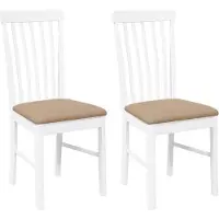 Syfax Chaises à manger coussins 2 pcs blanc bois massif caoutchouc