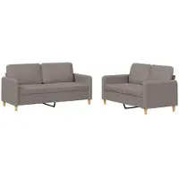Syfax Ensemble de canapés 2 pcs avec coussins Taupe Tissu