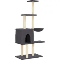 Syfax Arbre à chat avec griffoirs en sisal Gris foncé 145 cm