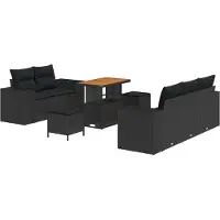 Syfax Ensemble de canapé de jardin 8 pcs Noir polyrotin