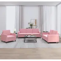 Syfax ensemble de canapés 3 pièces rose velours