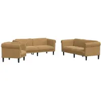 Syfax Ensemble de canapés 3 pcs marron velours