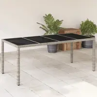 Prolenta Maison Exclusive - Table de jardin avec plateau en verre Gris clair 190x90x75 cm Poly rotin