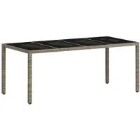 Syfax Table de jardin dessus en verre gris clair résine tressée