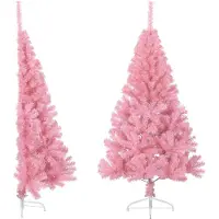 Syfax Demi sapin de Noël artificiel avec support Rose 150 cm PVC