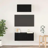 Prolenta Meuble TV exclusif - Ensemble de 2 pièces, imitation bois chêne noir, matériau composite
