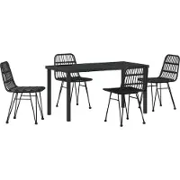 Syfax Ensemble de salle à manger pour jardin 5 pcs Noir