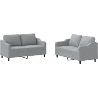 Syfax Ensemble de canapés 2 pcs avec coussins Gris clair Tissu