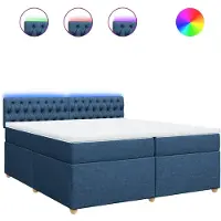 vidaXL Lit boxspring avec matelas bleu 200x200 cm Tissu