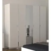 AEA Armoire Chambre à coucher Meubles modernes Marron Bois Armoire 204cm Blanc