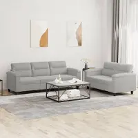 Prolenta Maison Exclusive - Ensemble de canapés 2 pièces avec coussins, tissu microfibre gris clair