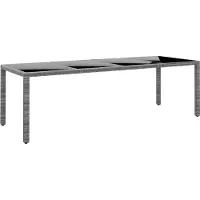 Syfax Table de jardin 250x100x75 cm Verre trempé et Résine tressée