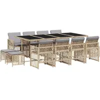 Syfax Ensemble à manger de jardin et coussins 13 pcs beige