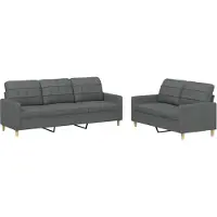 Syfax Ensemble de canapés 2 pcs avec coussins Gris foncé Tissu