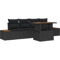 Syfax Ensemble de canapé de jardin 5 pcs Noir Poly rotin