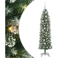 Syfax Arbre de Noël artificiel slim avec 150 LED Vert et blanc 150 cm