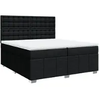 vidaXL Lit boxspring avec matelas noir 200x200 cm tissu