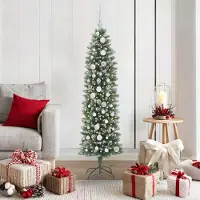 Prolenta Maison Exclusive - Sapin de Noël artificiel élancé, vert et blanc, 150 cm