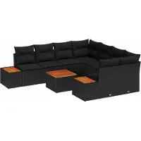 Prolenta Maison Exclusive - Ensemble de canapé de jardin avec coussin 9 pcs Noir Poly rotin