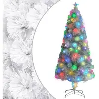 Syfax Arbre de Noël artificiel pré-éclairé blanc 150 cm fibre optique