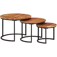 The Living Store Tables de salon 3 pcs. Bois massif acacia