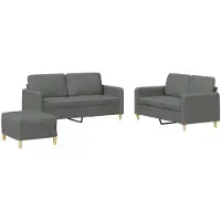 vidaXL Ensemble de canapés 3 pièces avec coussins Tissu gris foncé