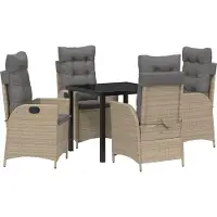 Syfax Ensemble de salle à manger pour jardin 5 pcs Beige polyrotin