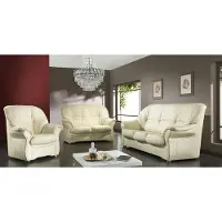 AEA Klassische Wohnzimmer Garnitur 3+1 100% Vollleder Couch Sitz Polster Sofa