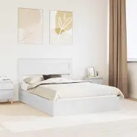 Prolenta Maison Exclusive - Lit coffre avec tête de lit Blanc 140 x 190 cm Matériau dérivé du bois