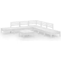 vidaXL Ensemble salon de jardin 8 pièces pin massif blanc