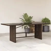 Prolenta Maison Exclusive - Table de jardin avec plateau en verre Marron 190x80x75 cm Poly Rotin