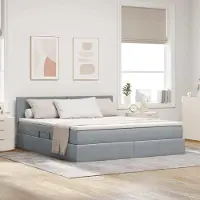 Prolenta Maison Exclusive - Lit coffre avec matelas Gris clair 180 x 200 cm Velours
