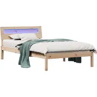 Syfax Cadre de lit avec tête de lit Marron 100 x 200 cm Pin massif
