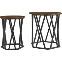 Syfax Table basse 2 pcs Chêne fumé Bois d'ingénierie et acier