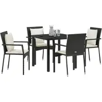 Syfax Ensemble de salle à manger pour jardin 5 pcs Noir polyrotin