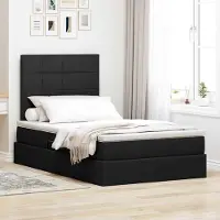 Prolenta Lit coffre exclusif avec matelas, couleur noire, dimensions 120 x 200 cm, revêtement en tissu