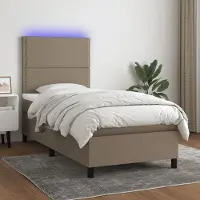 Prolenta Maison Exclusive - Sommier à lattes de lit et matelas et LED Taupe 90x190 cm Tissu