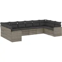 Syfax Salon de jardin avec coussins 10 pcs gris résine tressée