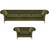 AEA Chestefield Sofas Couch Designer Textil Sitz Polster Garnitur 2tlg Polstermöbel