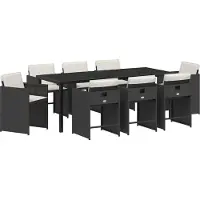 Syfax Ensemble de salle à manger pour jardin 9 pcs Noir polyrotin