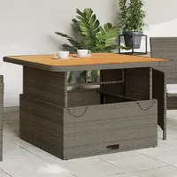 Prolenta Maison Exclusive - Table de jardin grise 110x110x71 cm en polyrotin et bois d'acacia