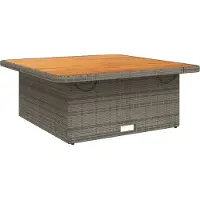 vidaXL Table de jardin Gris 110x110x71 cm Poly rotin et bois d'acacia