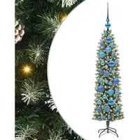 Syfax Arbre de Noël artificiel slim avec 150 LED Vert et blanc 120 cm