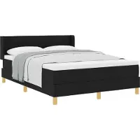 Syfax Lit à ressorts avec matelas Noir 190 x 140 cm tissu