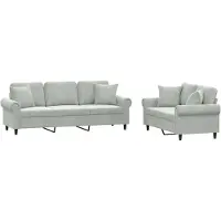 Syfax Ensemble de canapés 2 pcs avec coussins gris clair velours