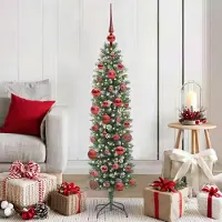 vidaXL Best Möbel Arbre de Noël artificiel élancé Vert et blanc 150 cm - Arbres de Noël artificiels CL3197185 2parcel