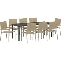 Syfax Ensemble de salle à manger pour jardin 9 pcs Beige polyrotin